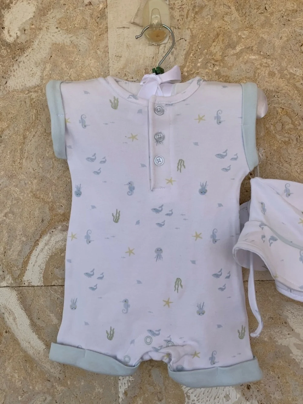 Luxe Threads Soft White Baby Onesie and Hat Set
